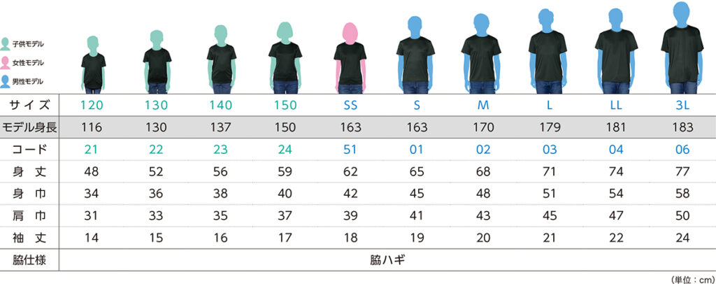 350-AITサイズ表